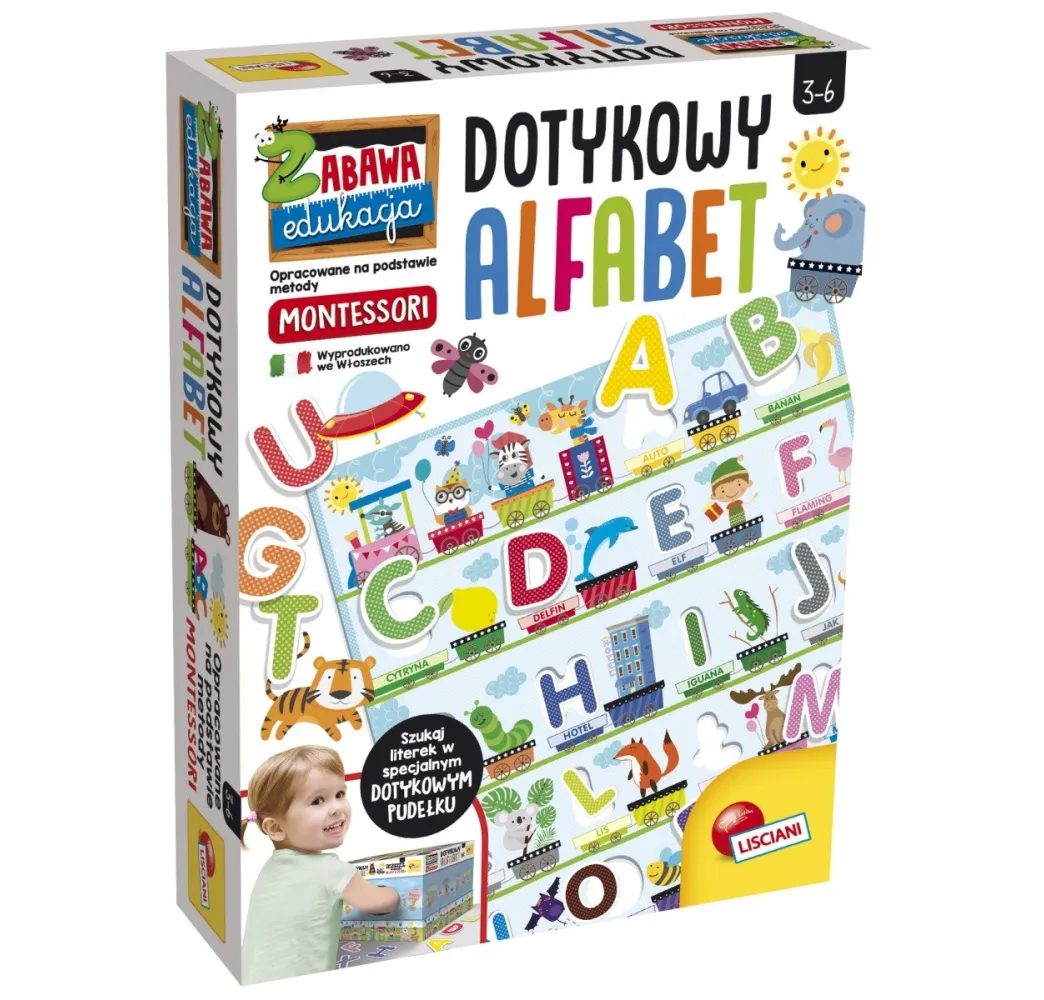 Lisciani Dotykowy alfabet Montessori – gra edukacyjna dla dzieci