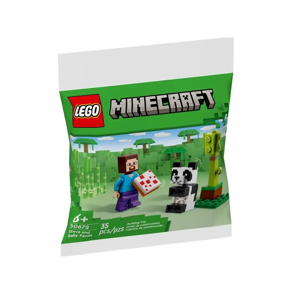 LEGO Minecraft Steve i mała panda – klocki konstrukcyjne dla dzieci
