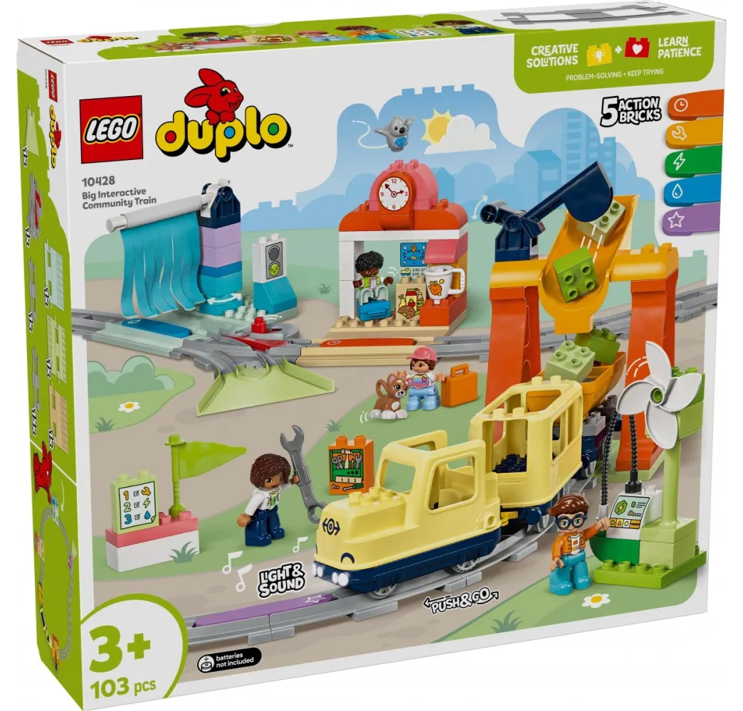 LEGO DUPLO Duży interaktywny pociąg miejski – klocki edukacyjne