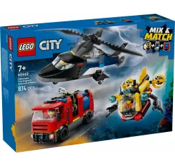 LEGO City helikopter, wóz strażacki i łódź – klocki konstrukcyjne