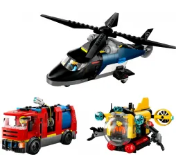 LEGO City helikopter, wóz strażacki i łódź – klocki konstrukcyjne