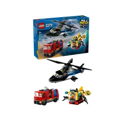 LEGO City helikopter, wóz strażacki i łódź – klocki konstrukcyjne