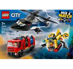 LEGO City helikopter, wóz strażacki i łódź – klocki konstrukcyjne
