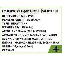 Cobi Tiger Ausf. E – klocki konstrukcyjne 870 el. dla dzieci 9+