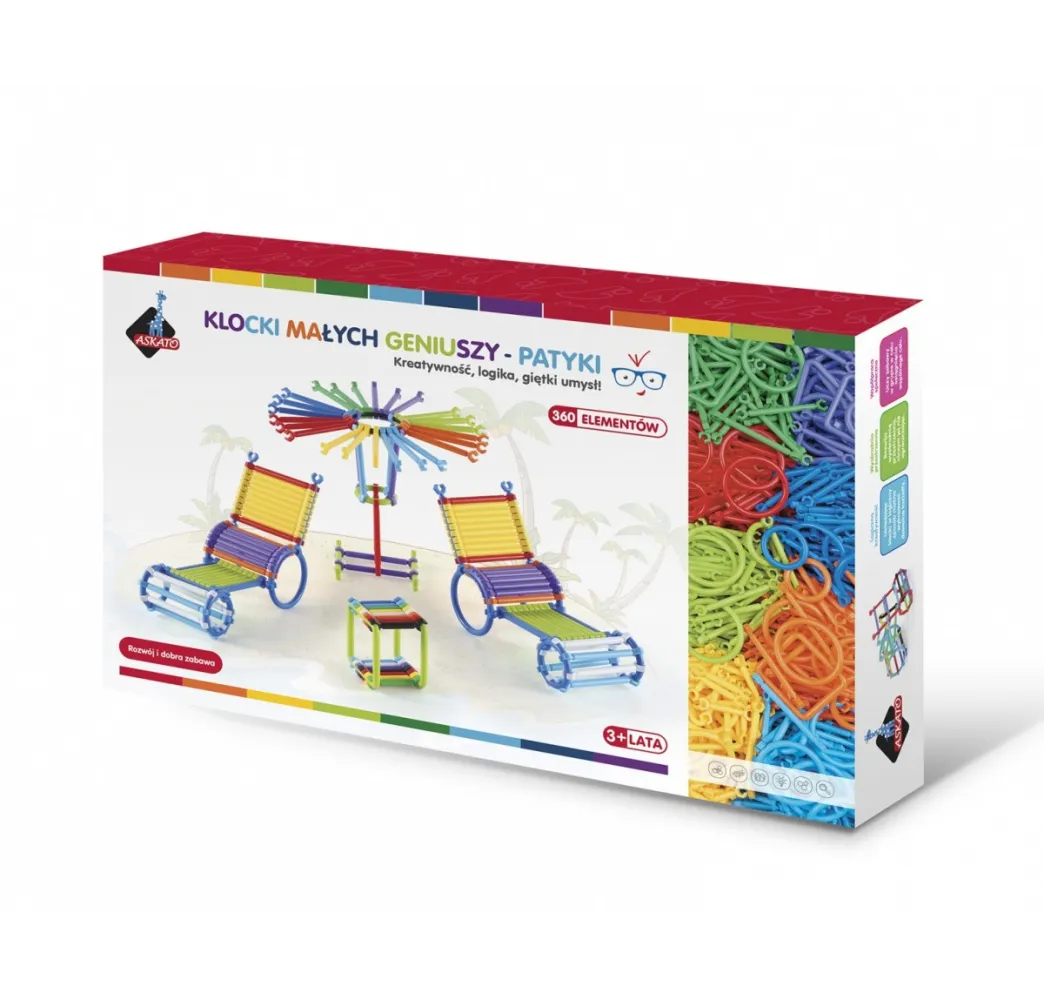 Askato Klocki Patyczki 360 el. – klocki edukacyjne dla dzieci