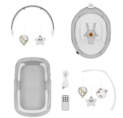 Kołyska bujaczek Bella Set Lionelo szary dla niemowląt