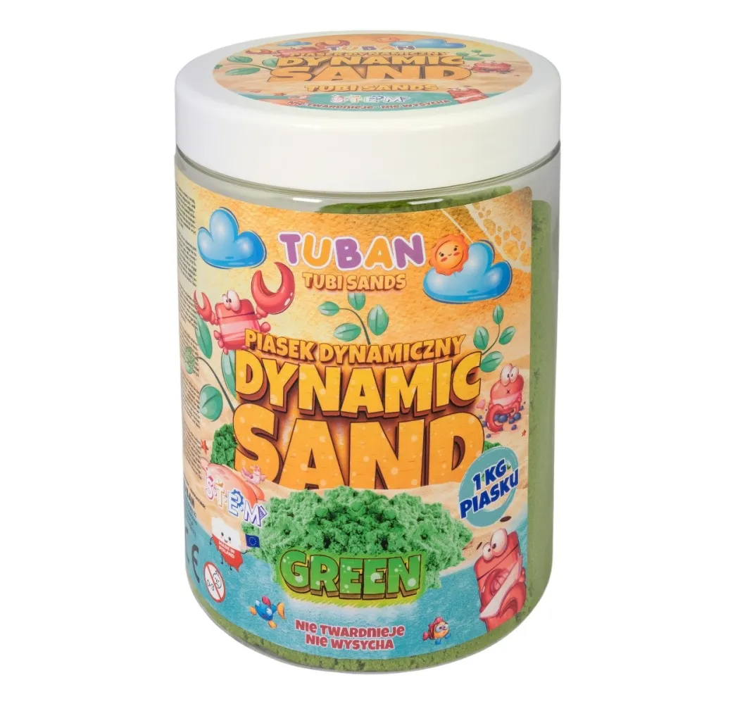 Tuban Piasek dynamiczny zielony 1kg – zabawka kreatywna dla dzieci