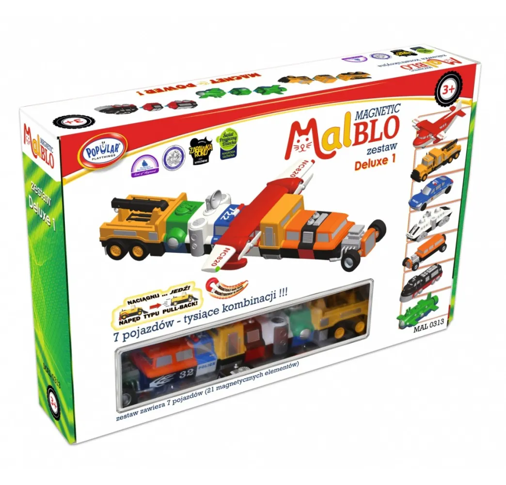 Malik Malblo Magnetyczne pojazdy deluxe zestaw 3+