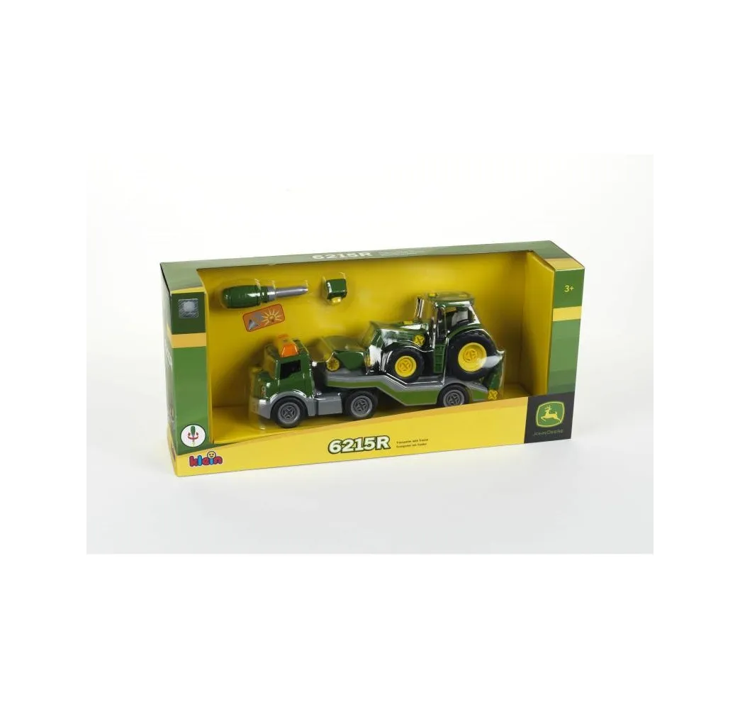 Klein Traktor John Deere do skręcania z lawetą dla 3-latka