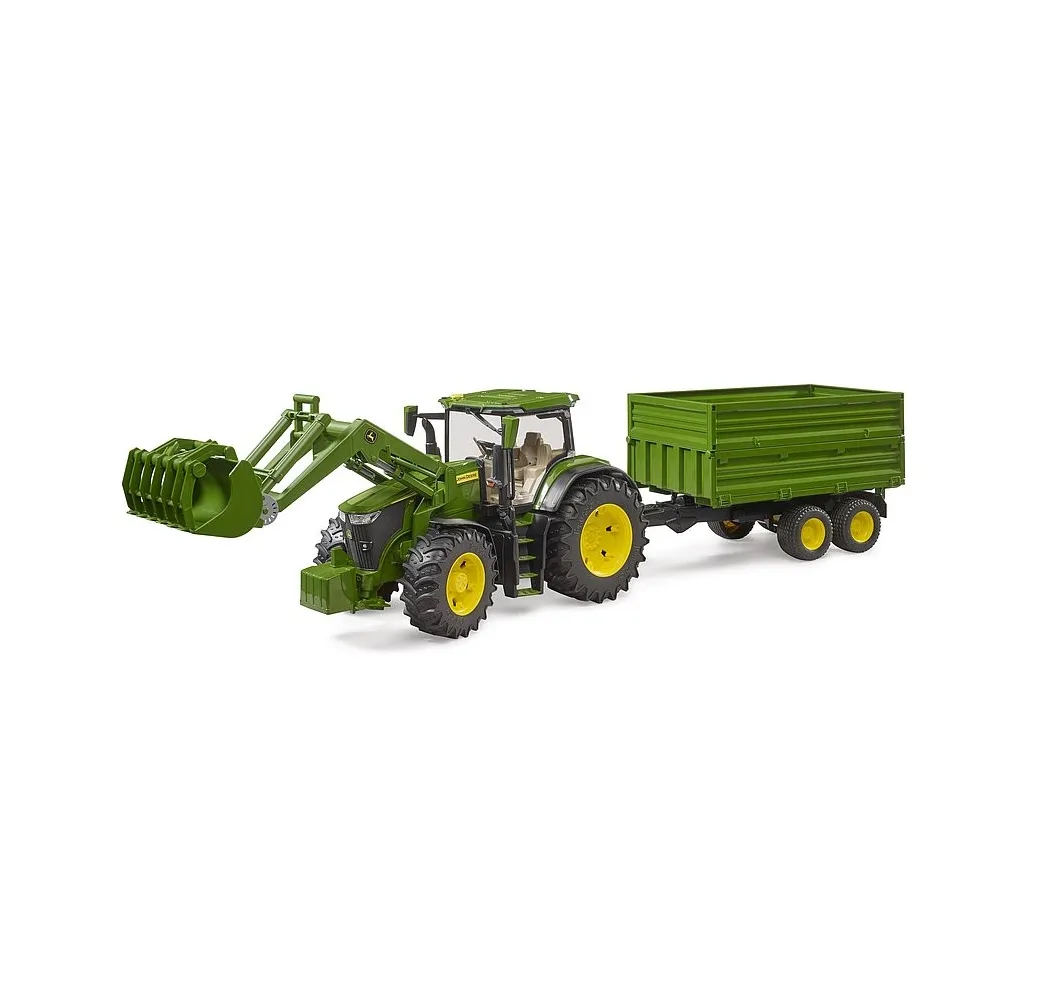 Bruder Traktor John Deere 7R 350 z ładowaczem i przyczepą