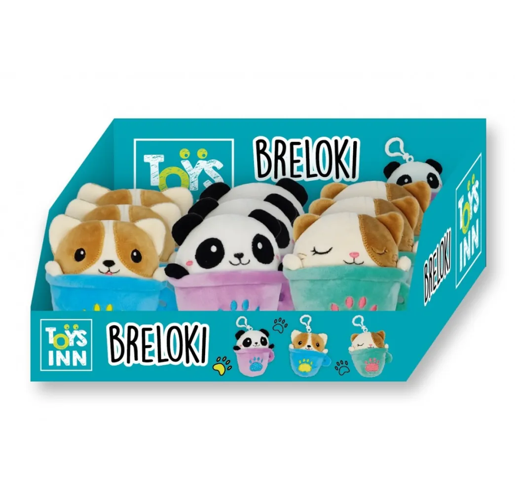 Stnux Brelok pluszowy kubek zwierzątko – maskotki 9 szt. display