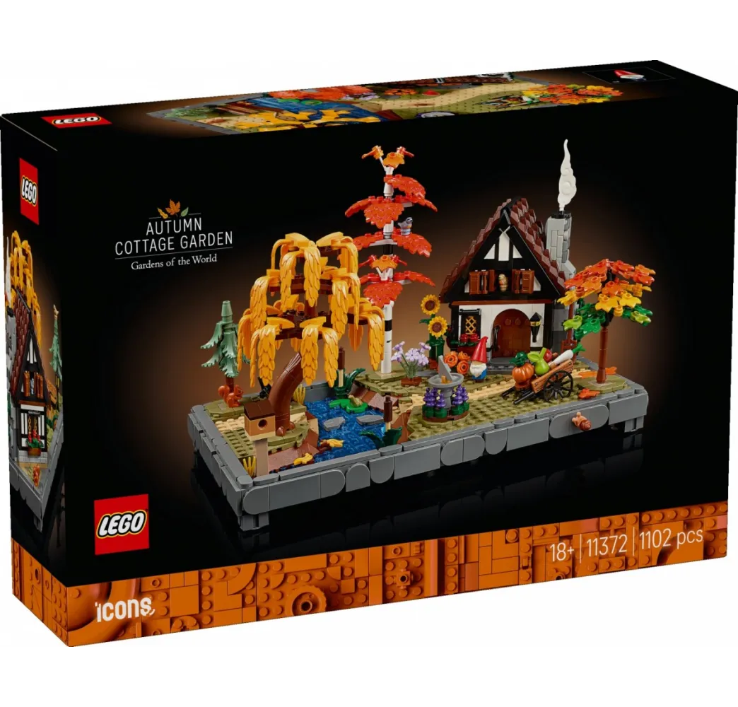 LEGO Icons Jesienny ogród z chatką – klocki konstrukcyjne dla dorosłych