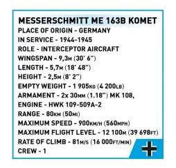 Cobi Klocki Messerschmitt Me 163B Komet 543 elementów Historical Collection