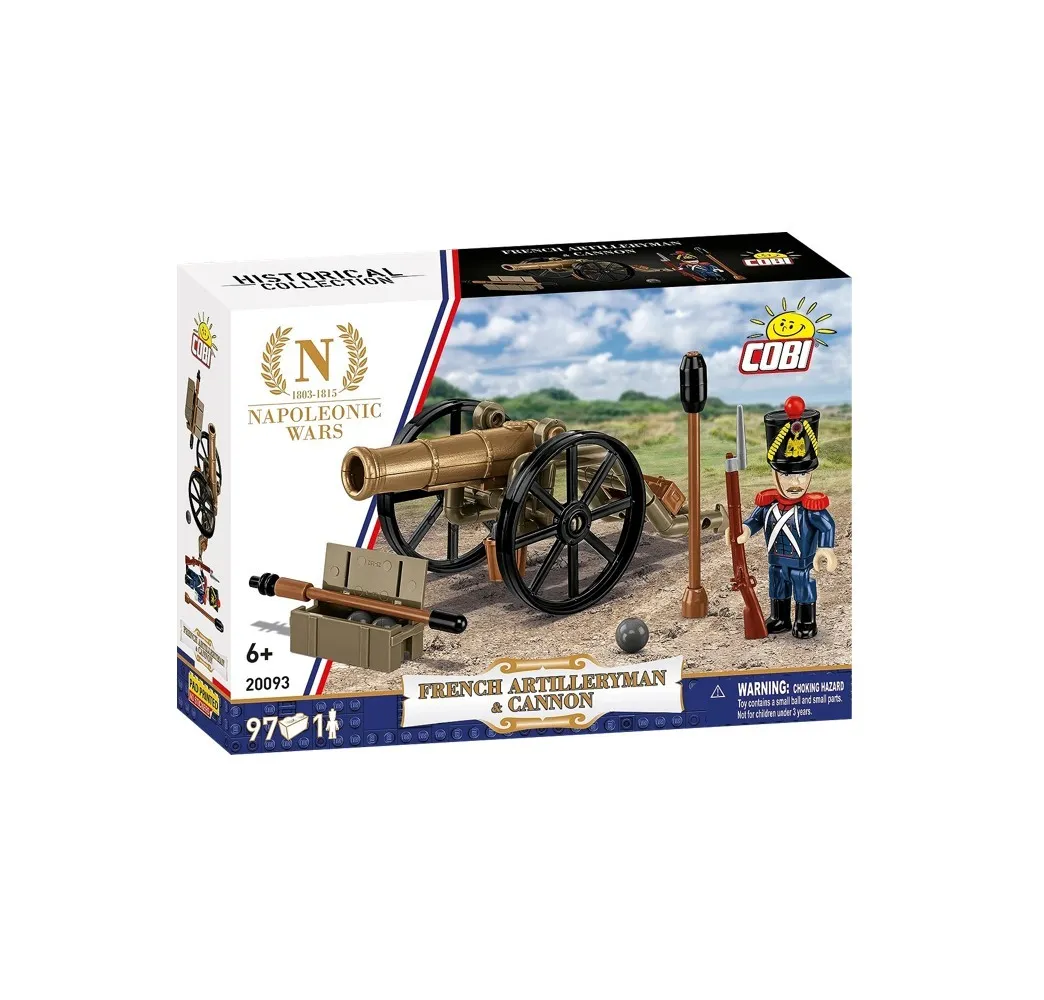 Cobi Klocki Francuski artylerzysta z armatą 97 elementów Napoleonic Wars 6+