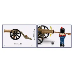 Cobi Klocki Francuski artylerzysta z armatą 97 elementów Napoleonic Wars 6+