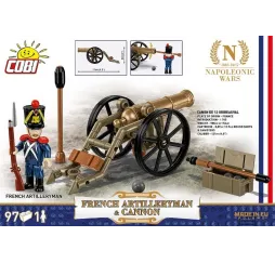 Cobi Klocki Francuski artylerzysta z armatą 97 elementów Napoleonic Wars 6+