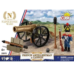 Cobi Klocki Francuski artylerzysta z armatą 97 elementów Napoleonic Wars 6+