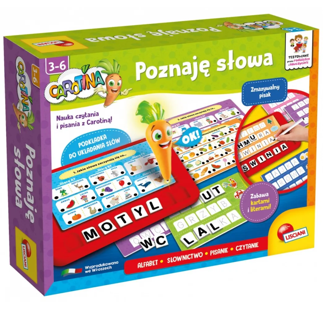 Lisciani Carotina Poznaje słowa – gra edukacyjna dla dzieci 3+