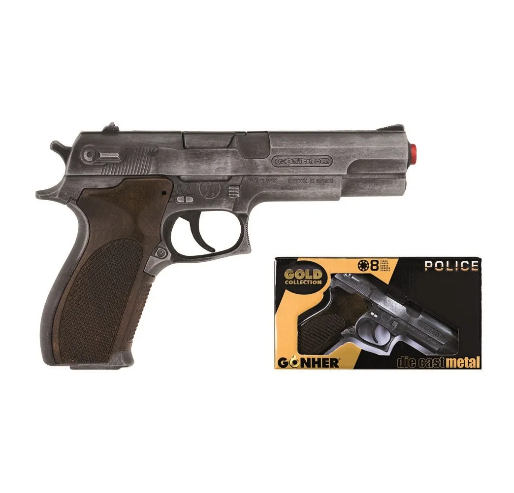Pulio Pistolet policyjny metalowy – zabawka dla chłopca 3+