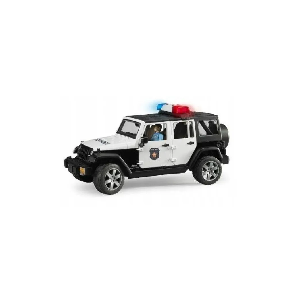 Bruder Jeep Wrangler Rubicon policja z figurką – pojazd 1:16