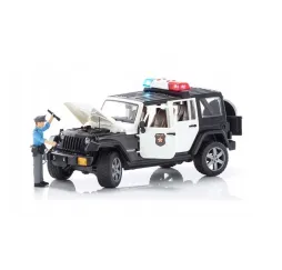 Bruder Jeep Wrangler Rubicon policja z figurką – pojazd 1:16