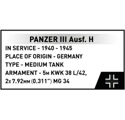 Panzer III Ausf. H – klocki konstrukcyjne Cobi 963 el.