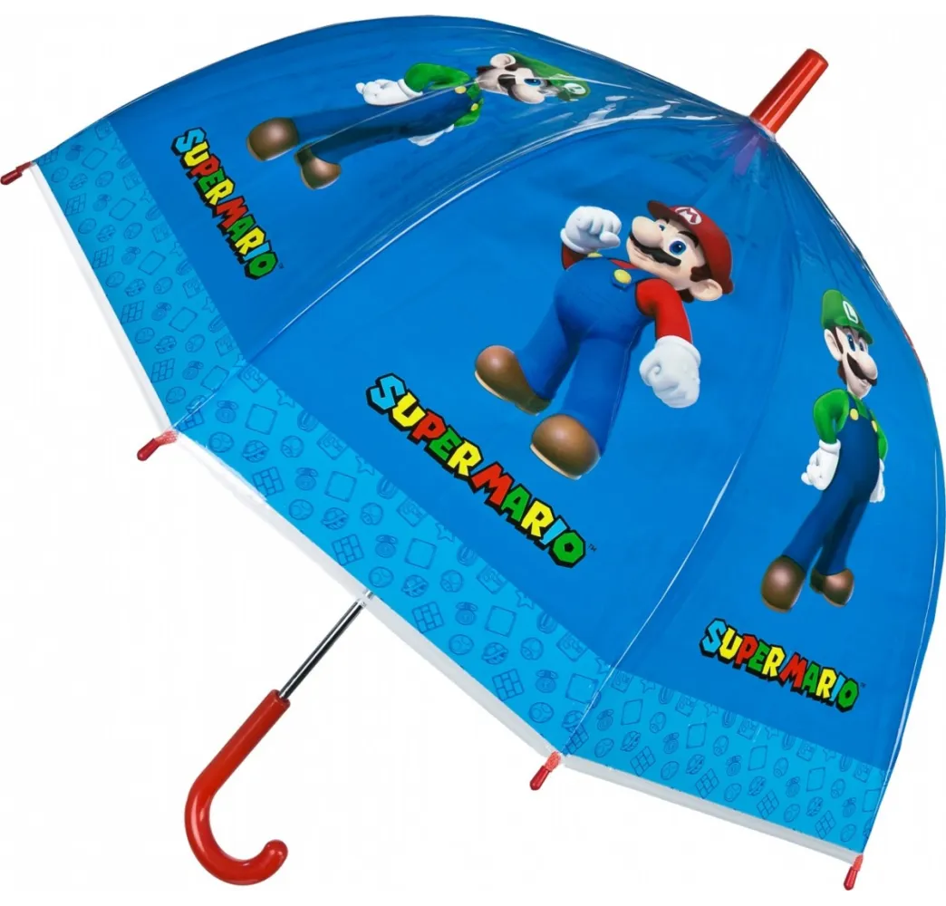 Super Mario parasolka przezroczysta manualna Kids Euroswan