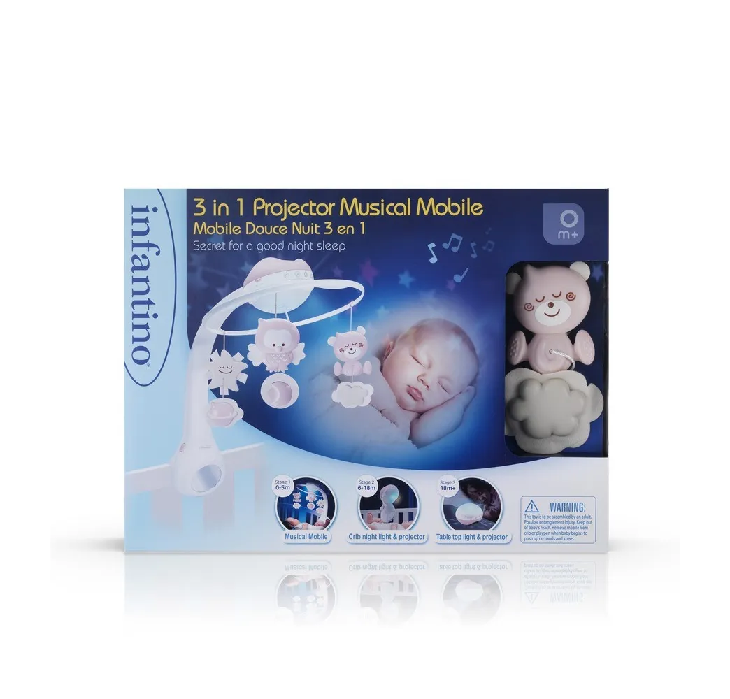 Infantino karuzelka 3w1 pudrowy róż B-kids