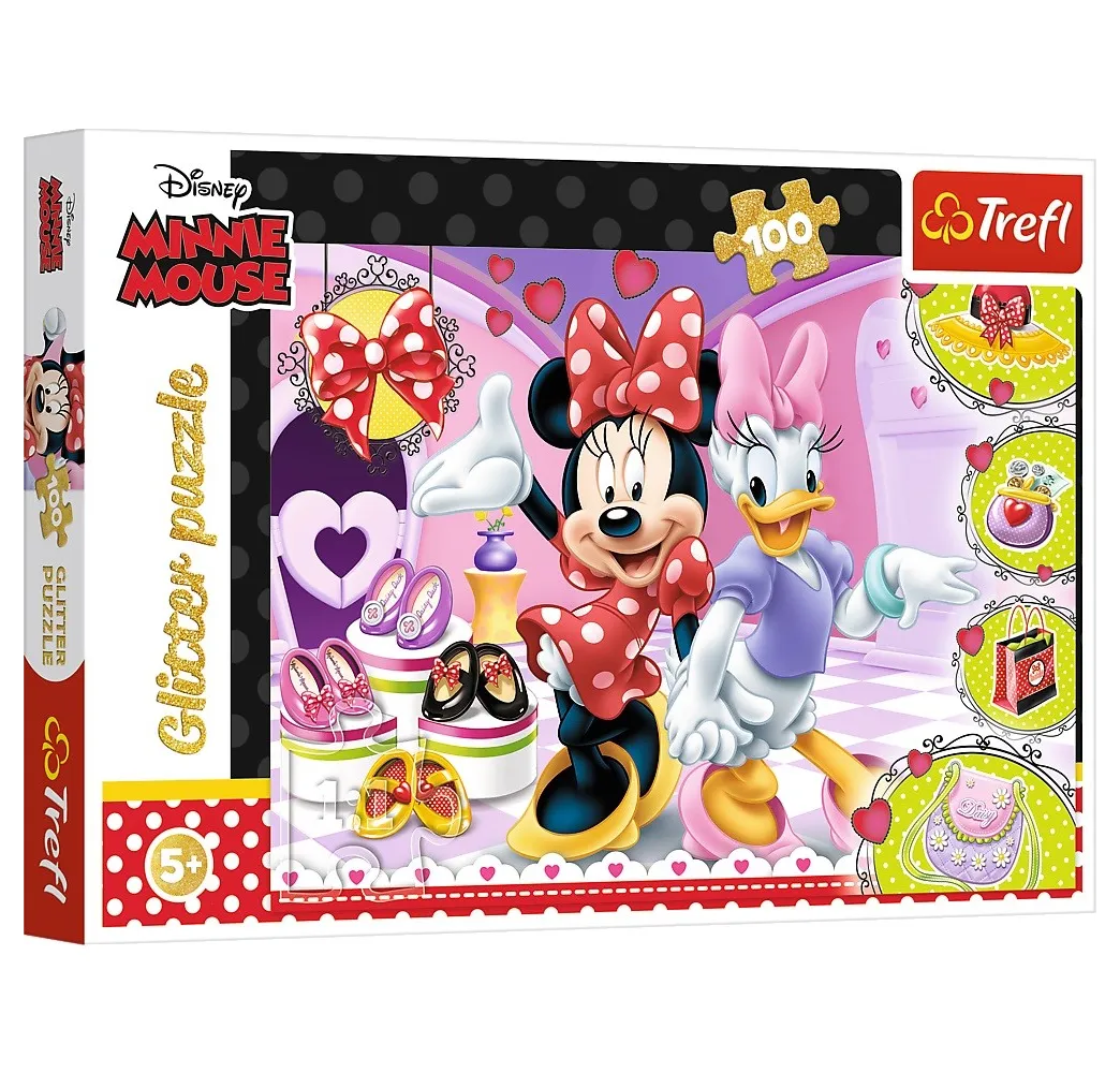 Puzzle 100 elementów Glitter Minnie i błyskotki