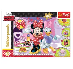 Puzzle 100 elementów Glitter Minnie i błyskotki