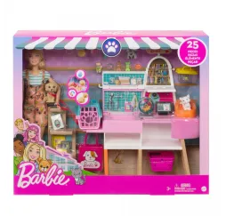 Zestaw z lalką Barbie Sklepik-salon dla zwierzaków