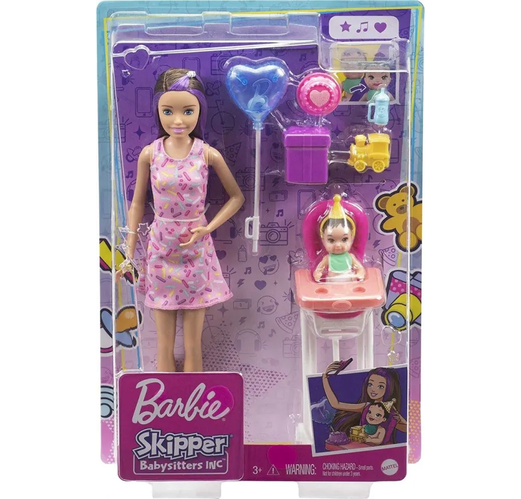 Lalka Barbie Skipper Klub Opiekunek Krzesełko Mini Urodziny GRP40