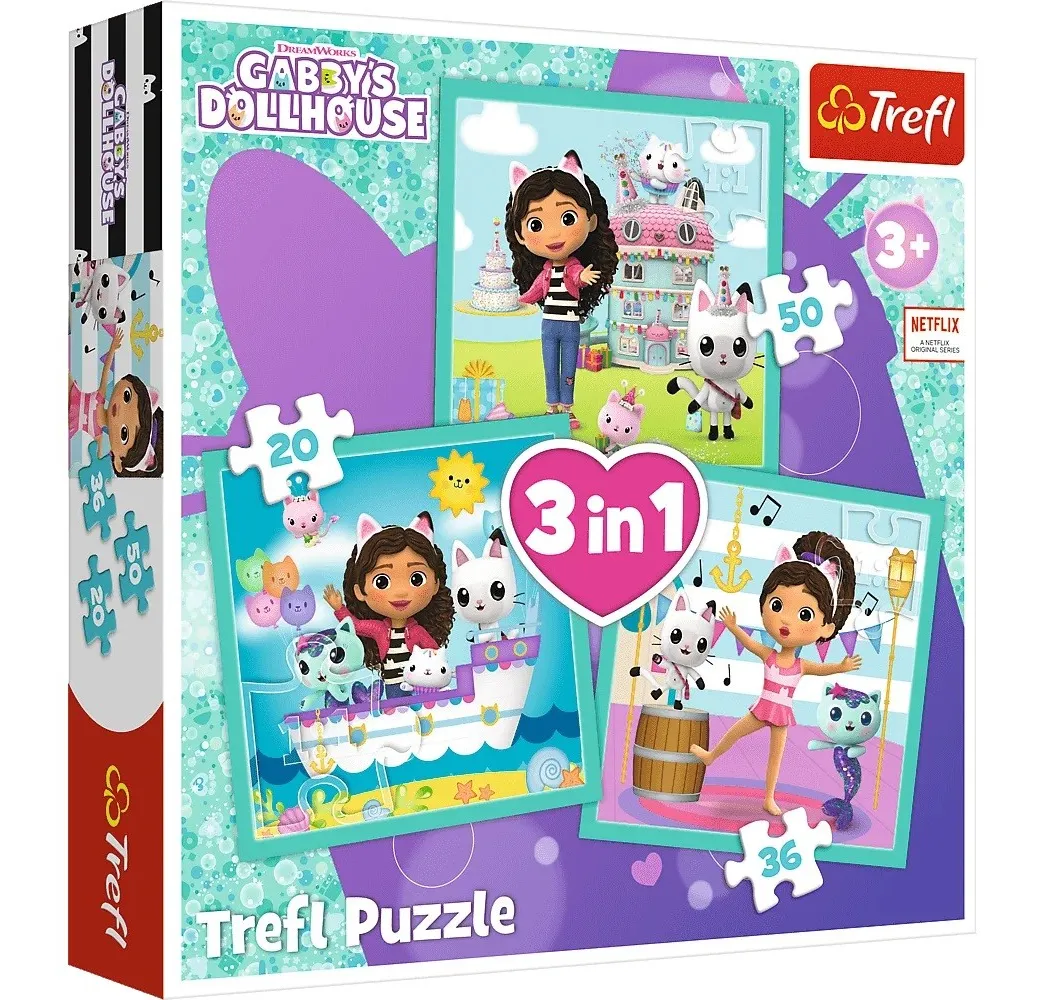 Puzzle 3w1 Aktywności Gabby Koci Domek Gabi (Gabbys Dollhouse)