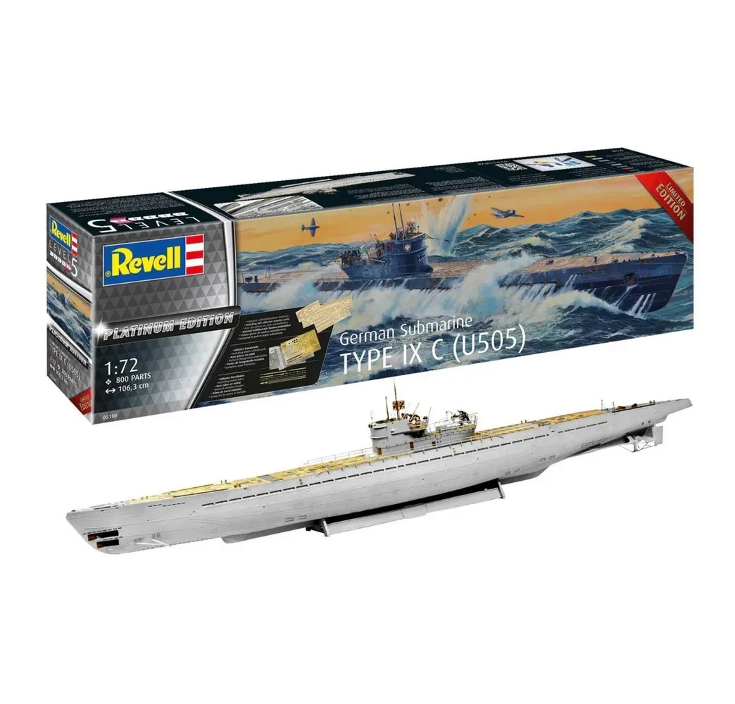 Revell Model plastikowy Statek Typ IX C Platinum Edition 1/72, nr kat. 05180