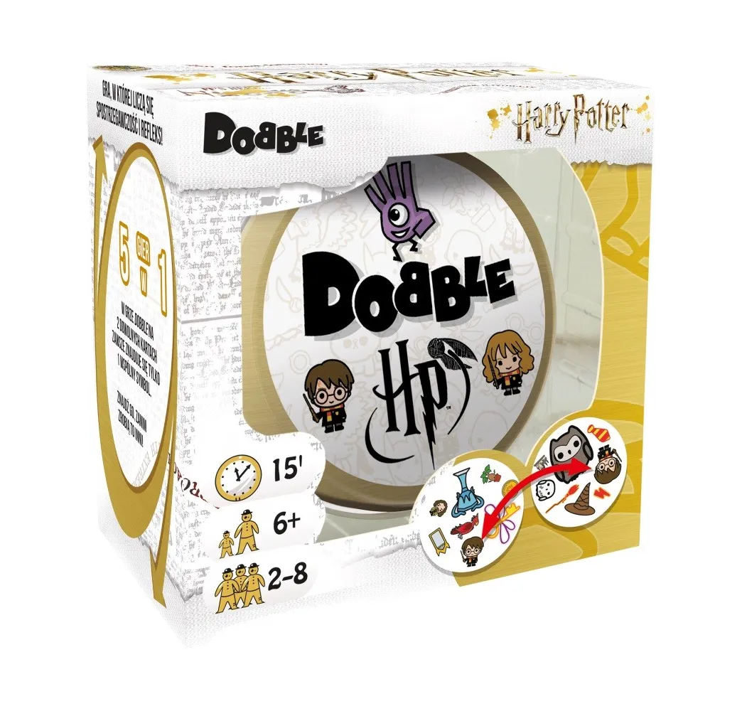 Pudełko gry Dobble w polskiej edycji na jasnym tle